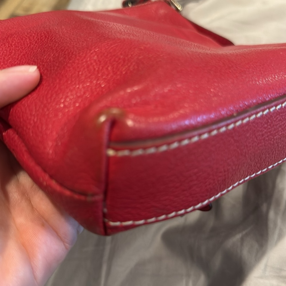 Dooney & Bourke Red Pebbled Leather Crossbody Bag purse - Picture 10 of 11